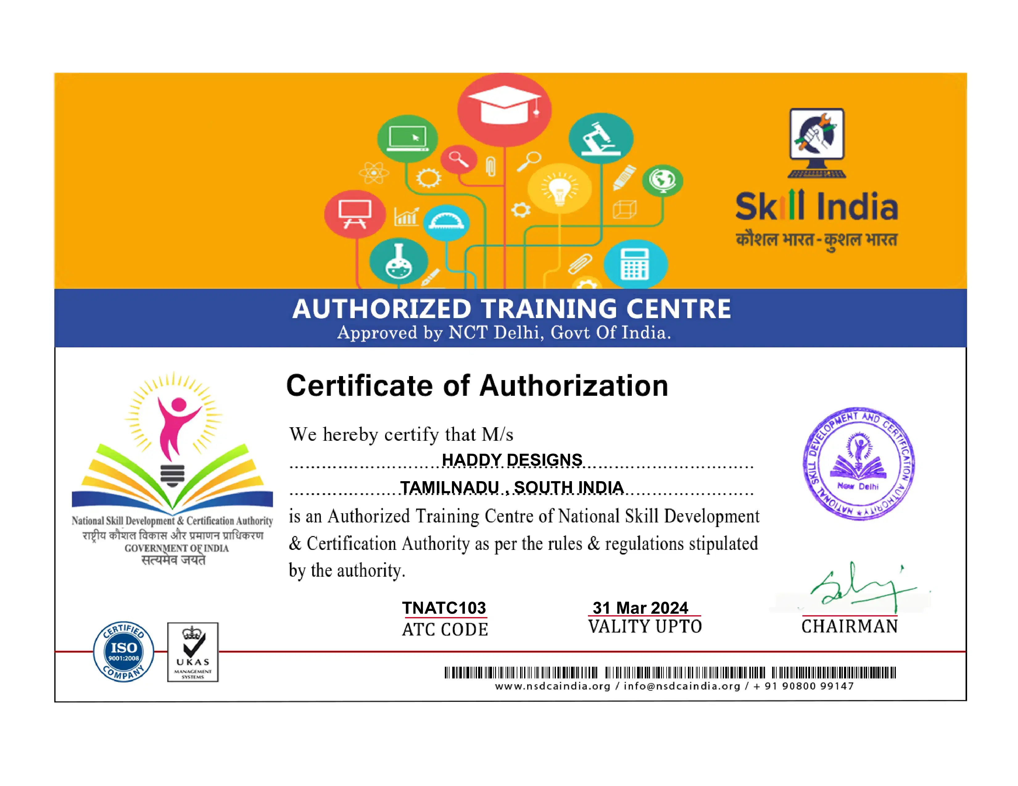Authorized Training Center by NSDCA